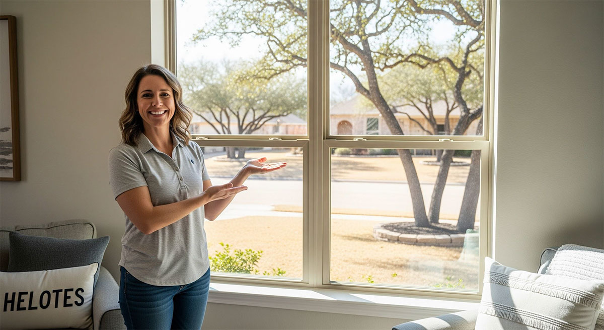 Happy Helotes homeowner after completed project