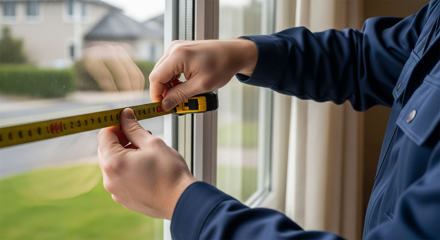 Maverick Windows consultant in Hollywood Park assessing older window frame