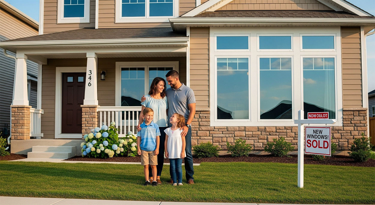 Newly installed windows on backyard facing Live Oak home