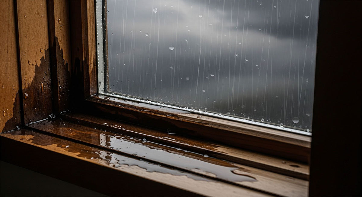 Even small leaks from old windows can lead to costly interior water damage over time.