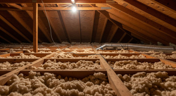 Attic insulation inside Texas home