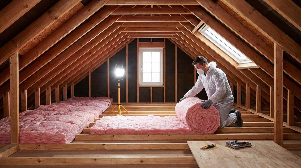 Attic insulation installation