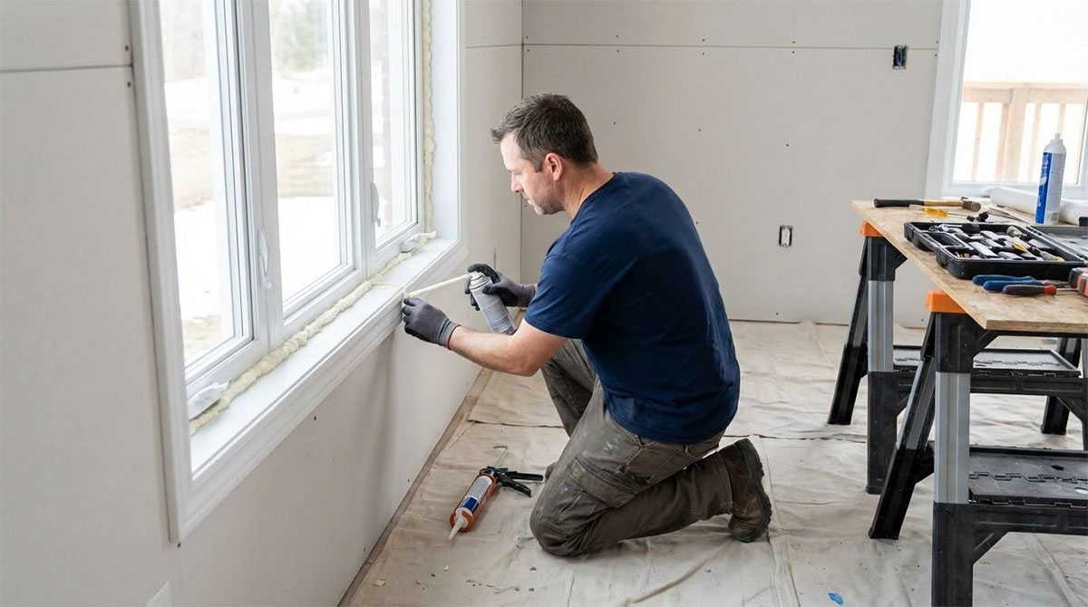 Professional installing window