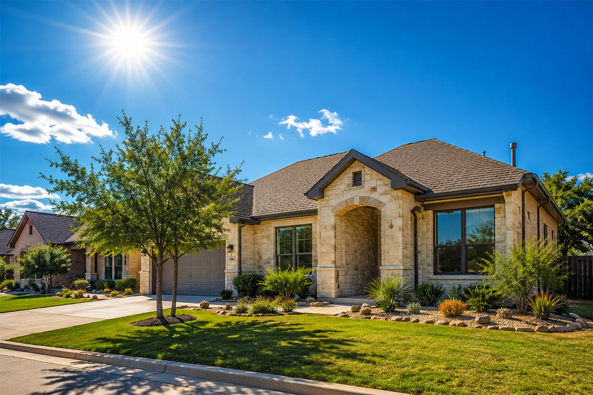 Texas home exposed to strong summer heat and sunlight
