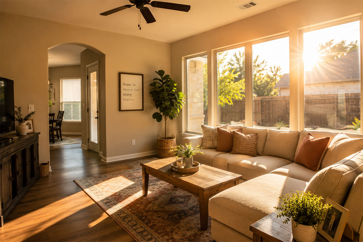 Sunlight heating interior room through older inefficient windows